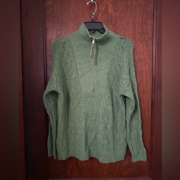 Talbots CABLE KNIT ZIP COLLAR SWEATER Size MP - Picture 2 of 5